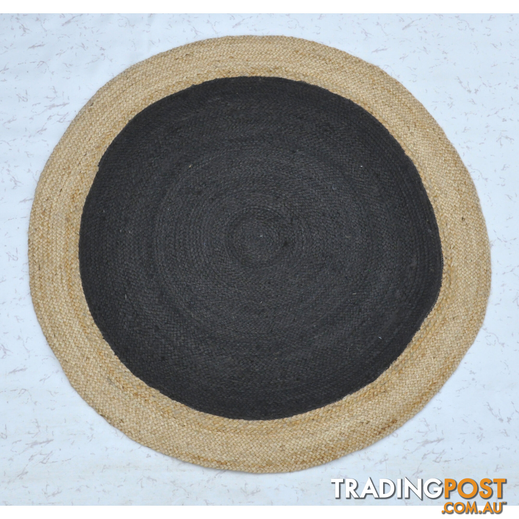 Jute Round Black Rug Black & Natural 200x200cm