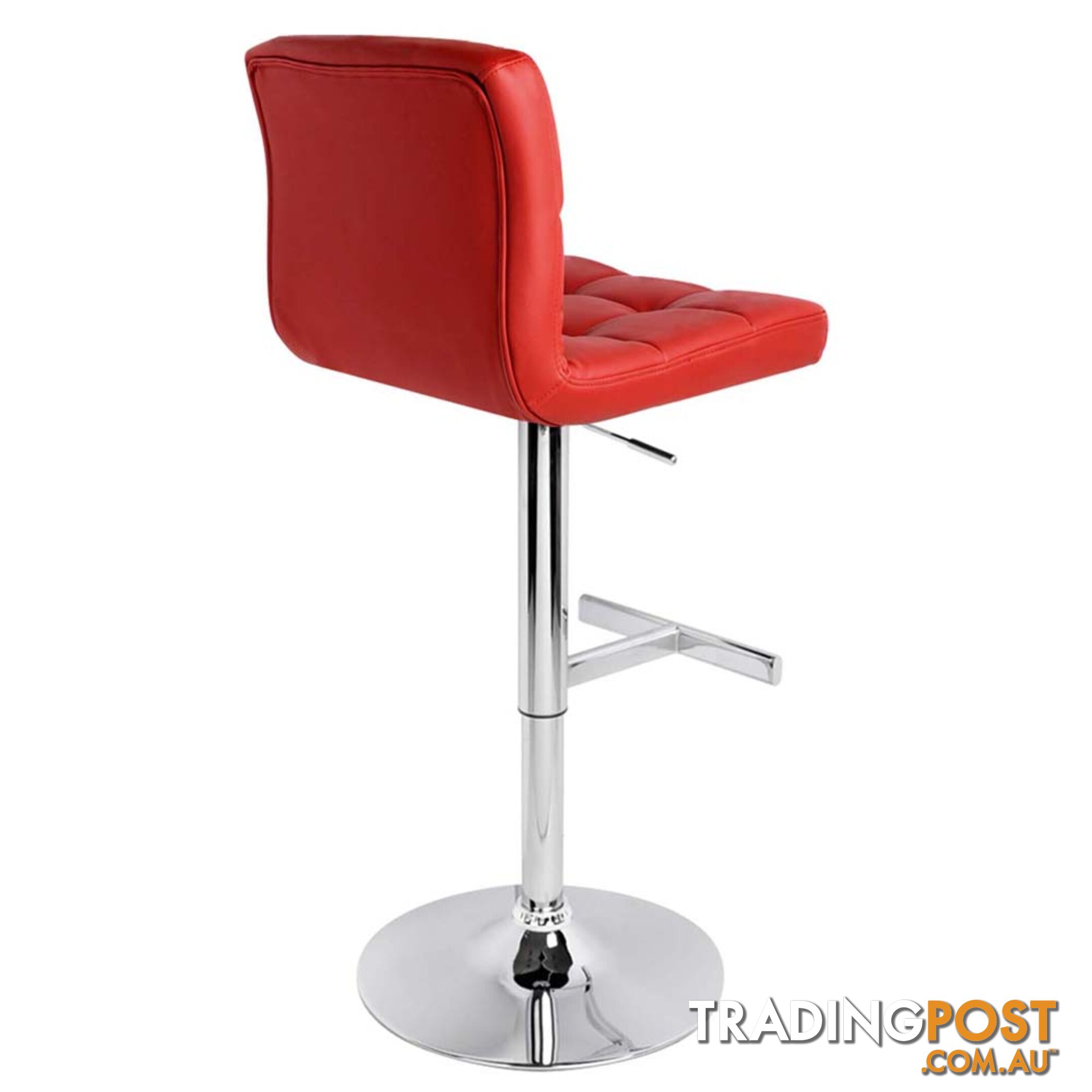 Set of 2 PU Leather Kitchen Bar Stool Red