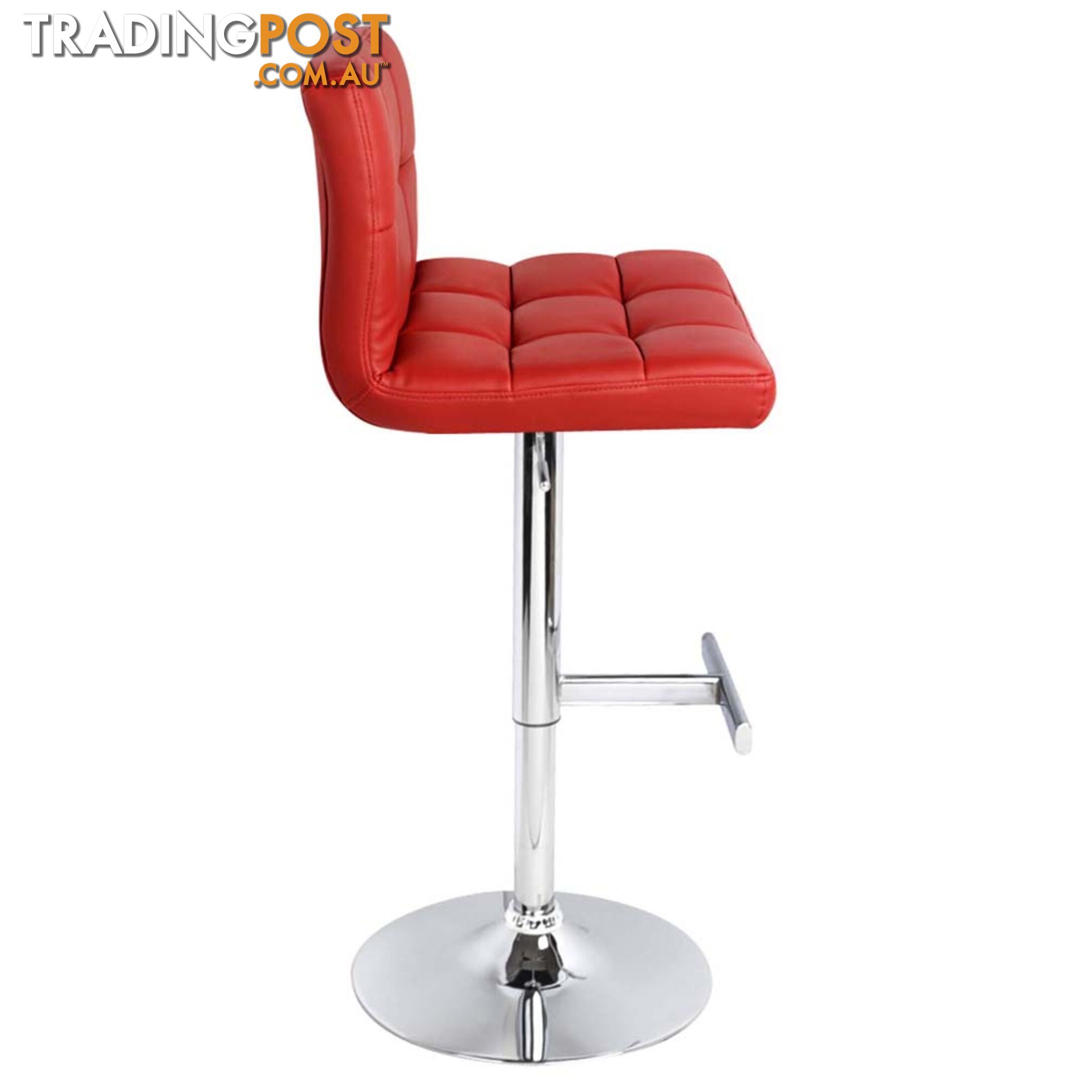 Set of 2 PU Leather Kitchen Bar Stool Red