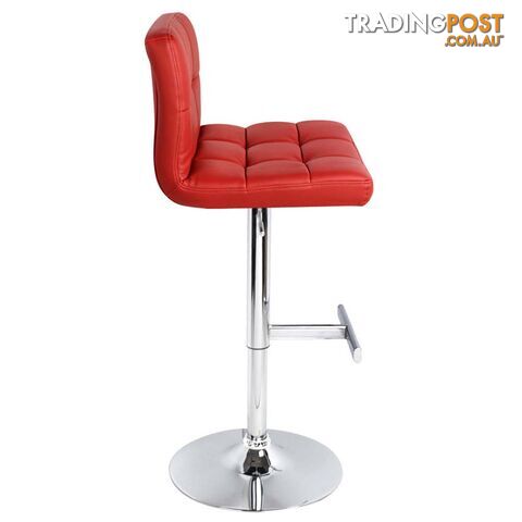 Set of 2 PU Leather Kitchen Bar Stool Red