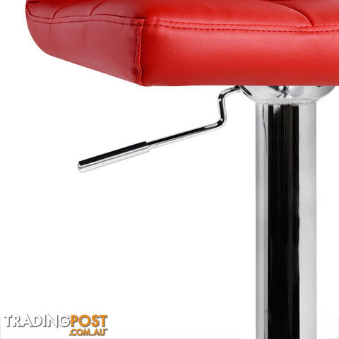 Set of 2 PU Leather Kitchen Bar Stool Red