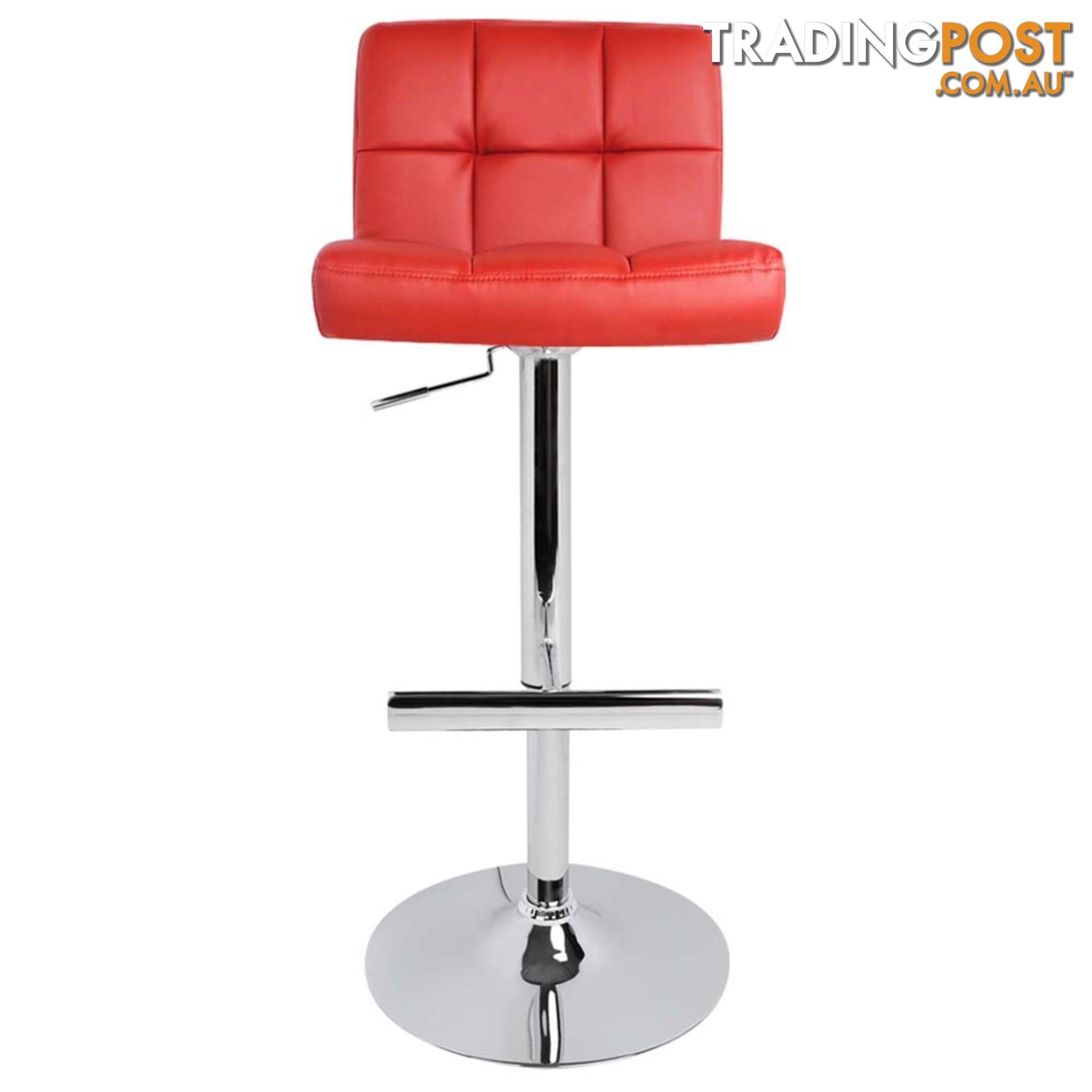 Set of 2 PU Leather Kitchen Bar Stool Red