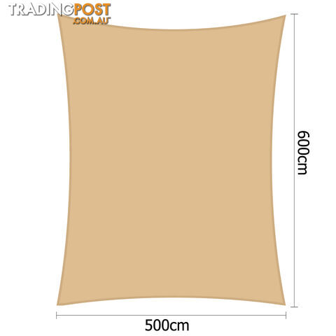 Heavy Duty Rectangle Shade Sail Canopy 5 x 6m Sand Beige