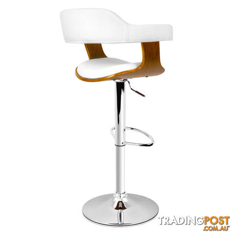 Wooden Bar Stool with White PU Leather