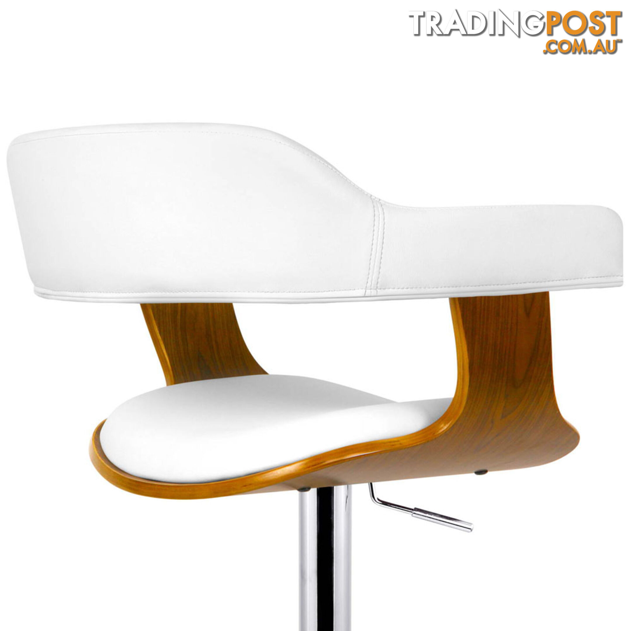 Wooden Bar Stool with White PU Leather