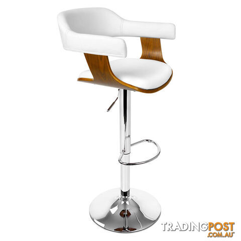 Wooden Bar Stool with White PU Leather