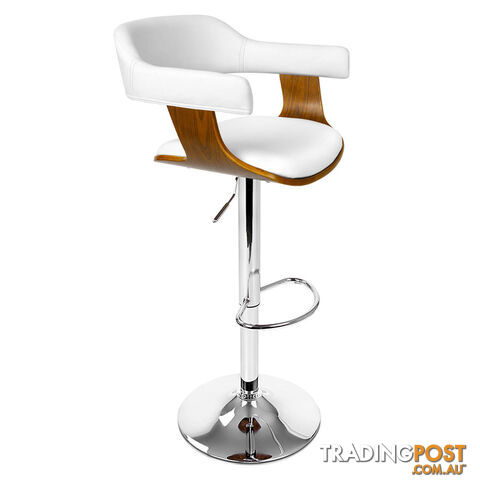 Wooden Bar Stool with White PU Leather