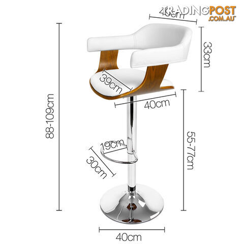 Wooden Bar Stool with White PU Leather