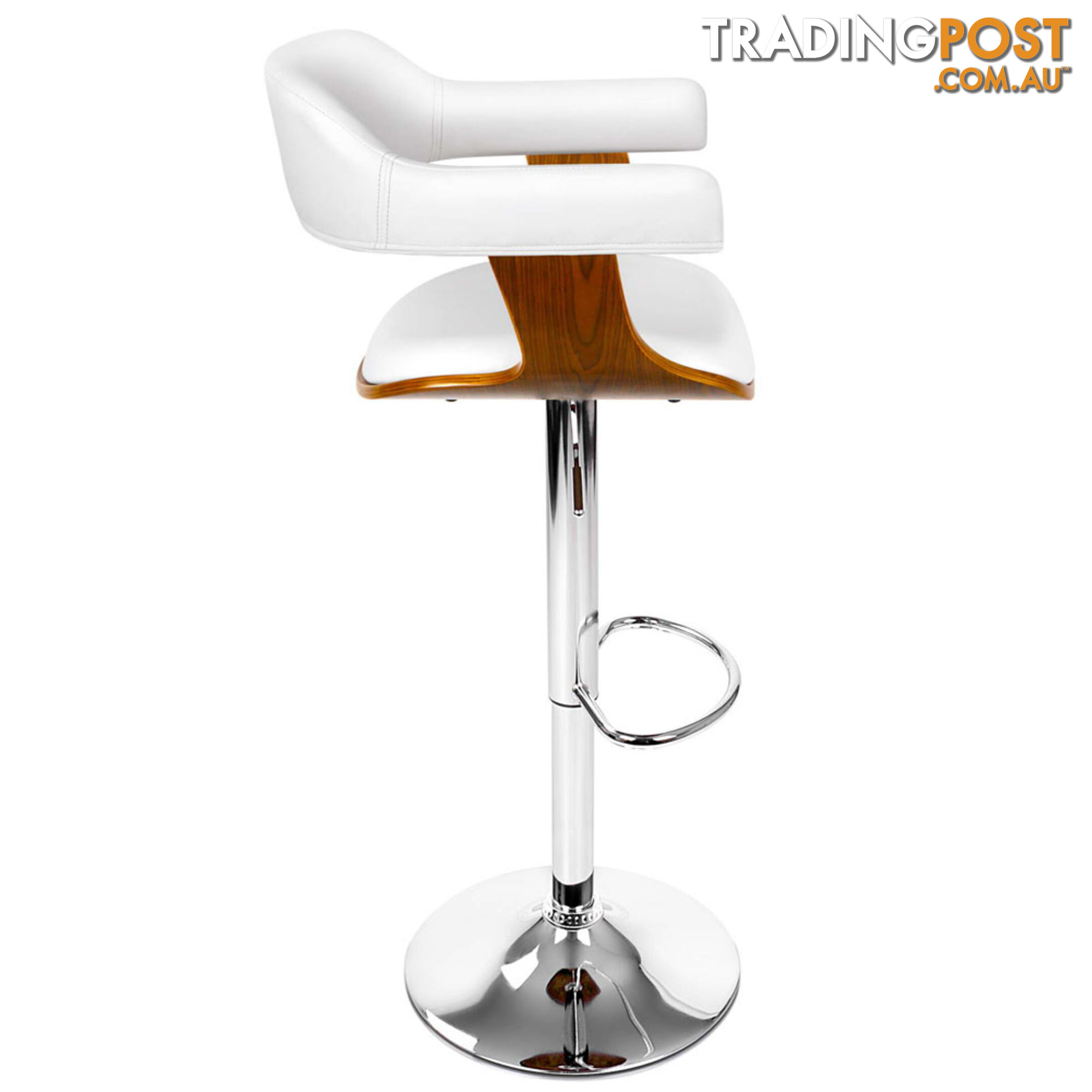 Wooden Bar Stool with White PU Leather