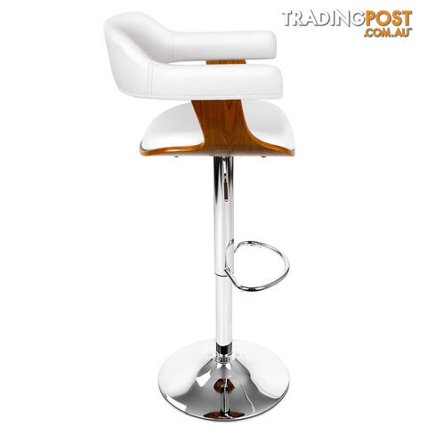 Wooden Bar Stool with White PU Leather