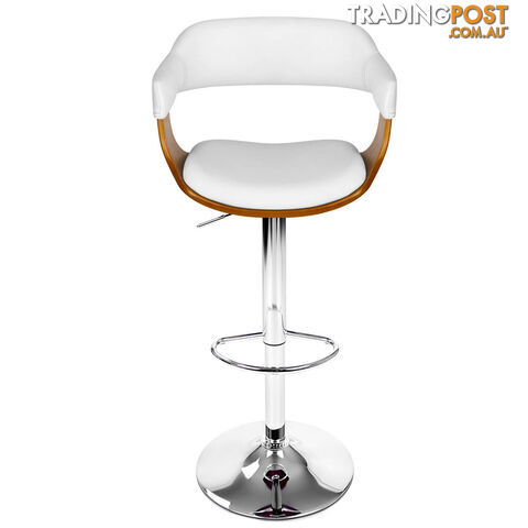 Wooden Bar Stool with White PU Leather