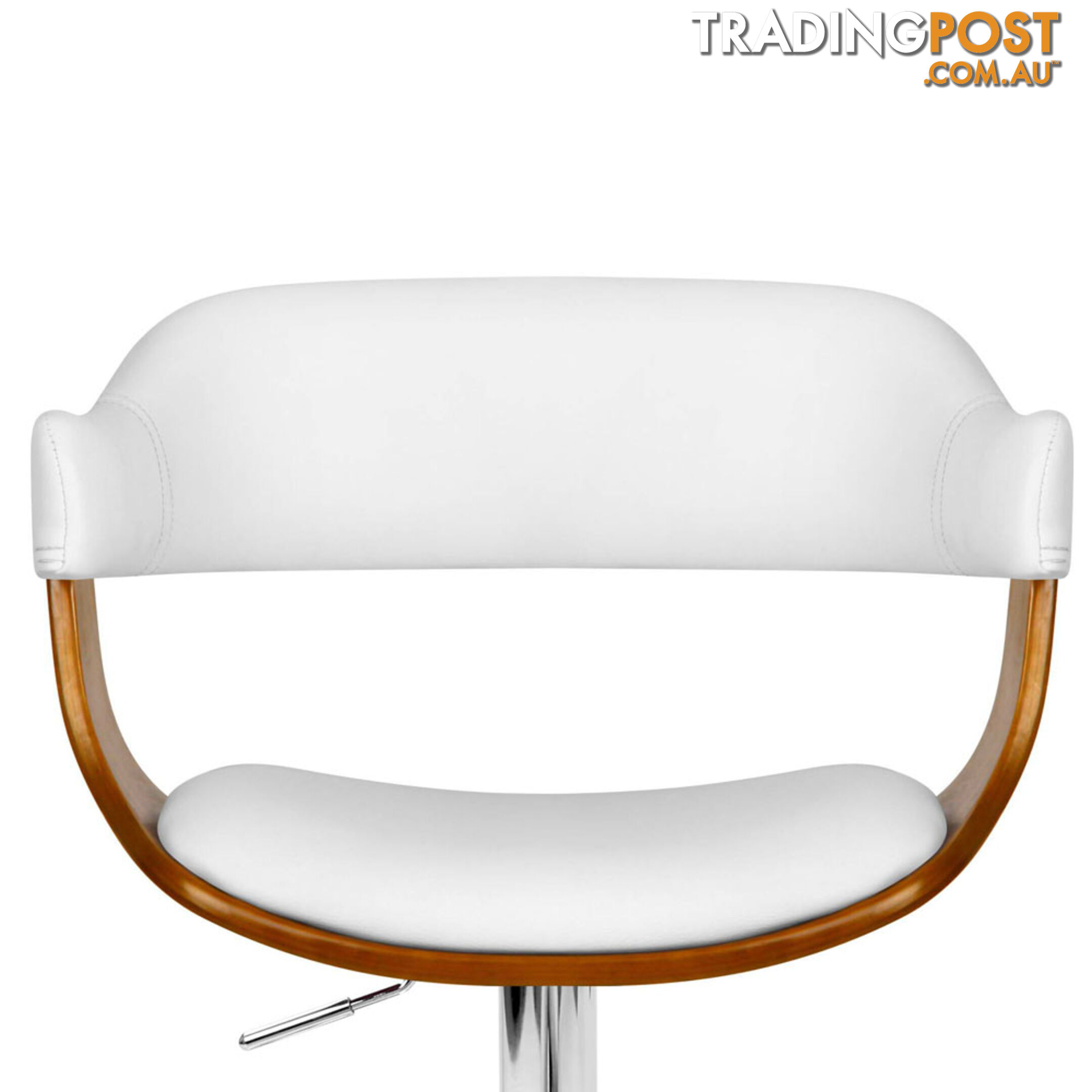 Wooden Bar Stool with White PU Leather