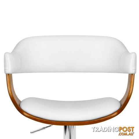 Wooden Bar Stool with White PU Leather