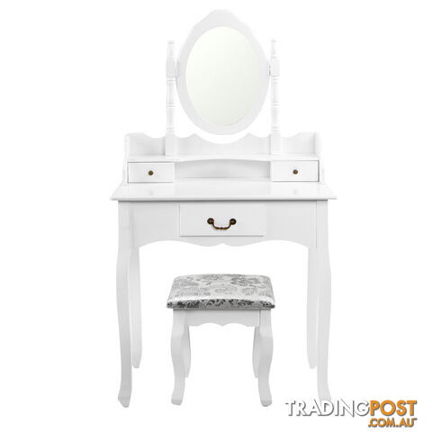 3 Drawer Dressing Table w/ Mirror White