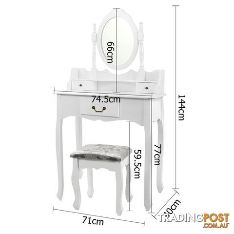 3 Drawer Dressing Table w/ Mirror White