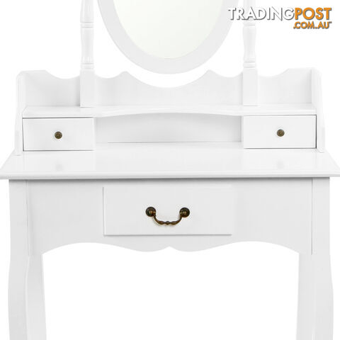 3 Drawer Dressing Table w/ Mirror White