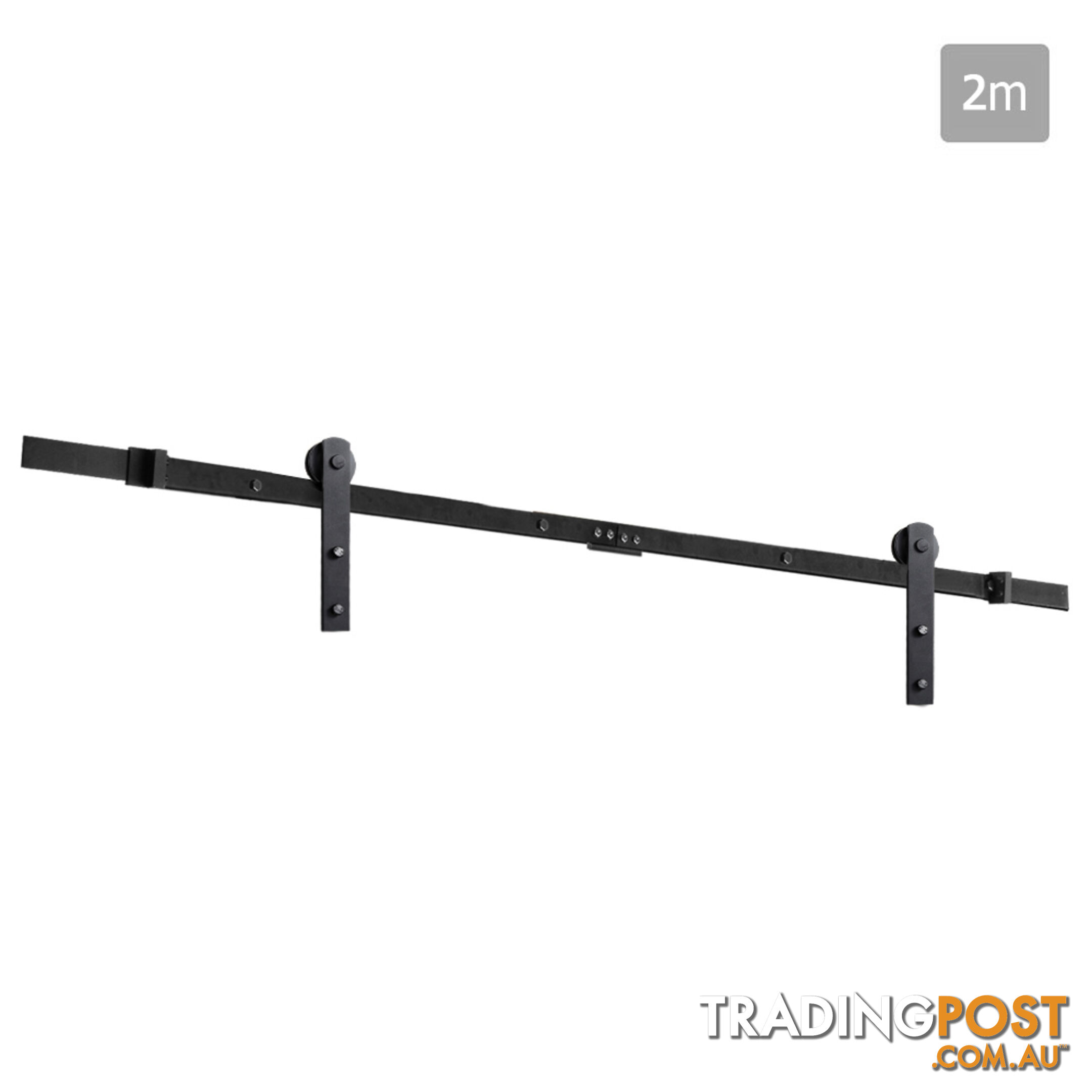 Sliding Barn Door Hardware Track Set Matte Powder Coat Steel Black - 2M