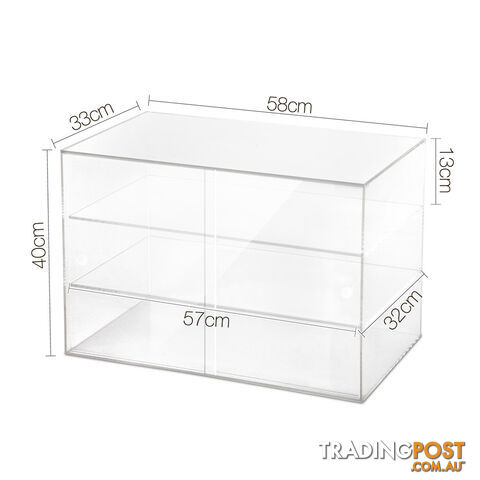 3 Tier Clear Acrylic Display Cabinet with Sliding Door