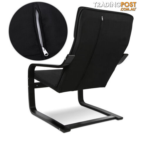 Birch Plywood Fabric Lounge Armchair - Black