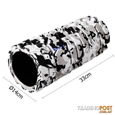 Yoga Gym Pilates EVA Stick Foam Roller Grey 33 x 14cm