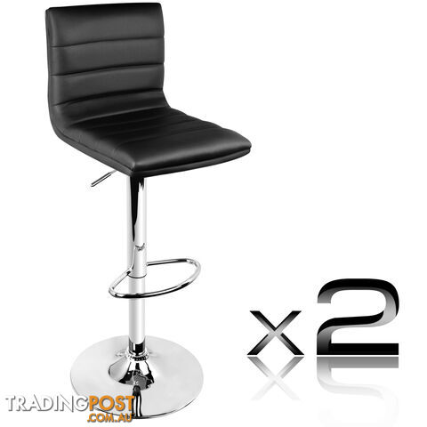 Set of 2 PU Leather Kitchen Bar Stool Black