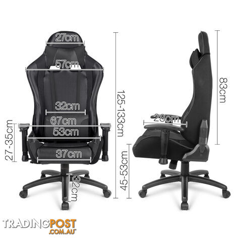 PU Leather & Mesh Reclining Office Desk Gaming Executive Chair - Black