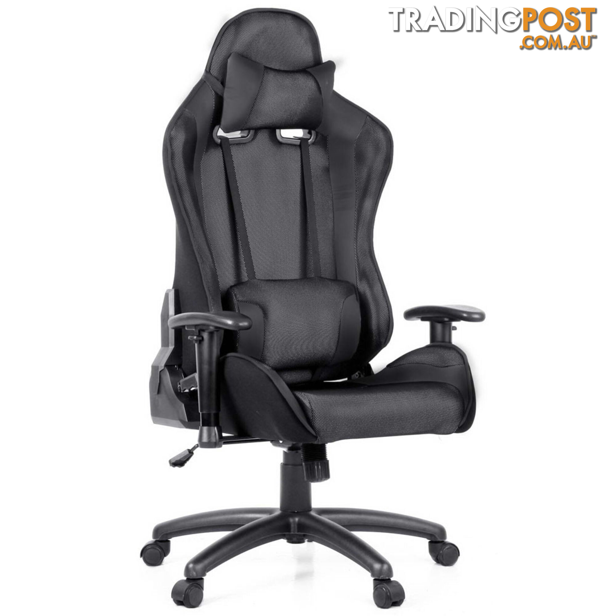 PU Leather & Mesh Reclining Office Desk Gaming Executive Chair - Black