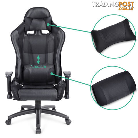 PU Leather & Mesh Reclining Office Desk Gaming Executive Chair - Black