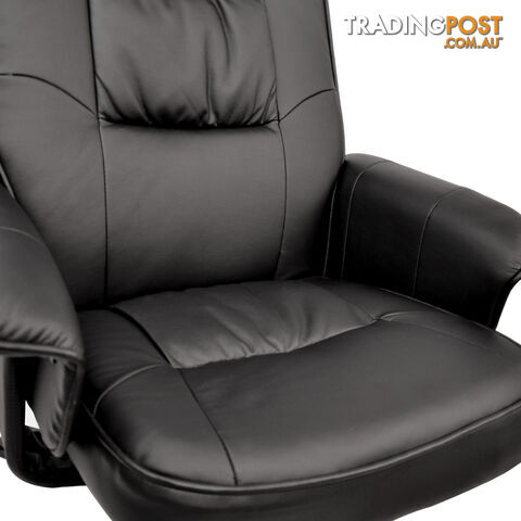 PU Leather Lounge Recliner Chair Ottoman Black