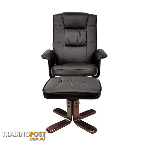 PU Leather Lounge Recliner Chair Ottoman Black