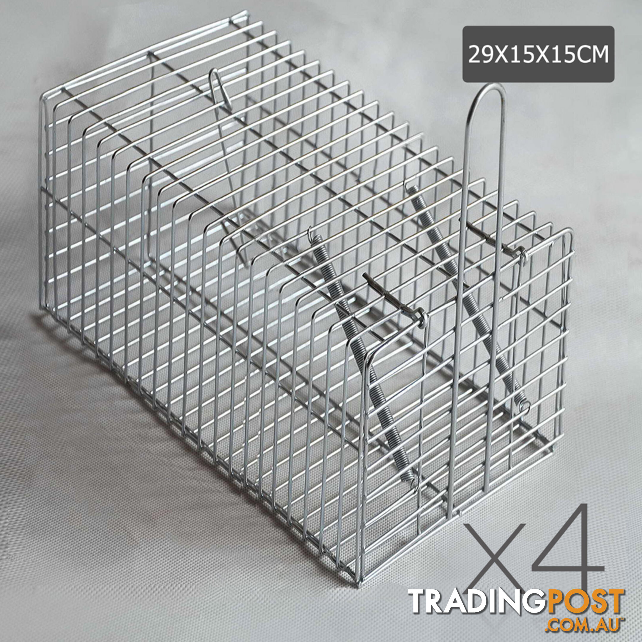 Set of 4 Humane Animal Trap Cage 29 x 15 x 15cm Silver