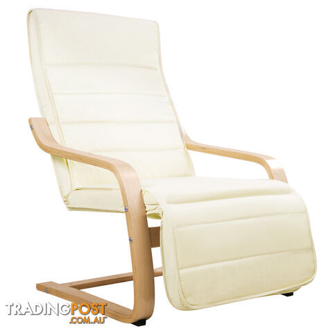 Birch Bentwood Adjustable Lounge Arm Chair w/ Fabric Cushion Beige