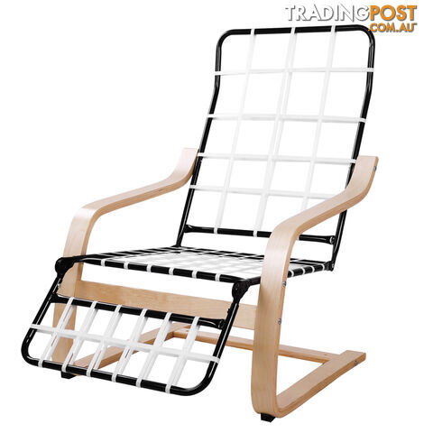 Birch Bentwood Adjustable Lounge Arm Chair w/ Fabric Cushion Beige