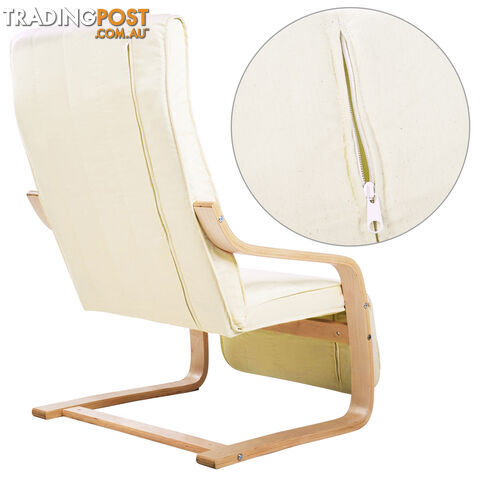 Birch Bentwood Adjustable Lounge Arm Chair w/ Fabric Cushion Beige