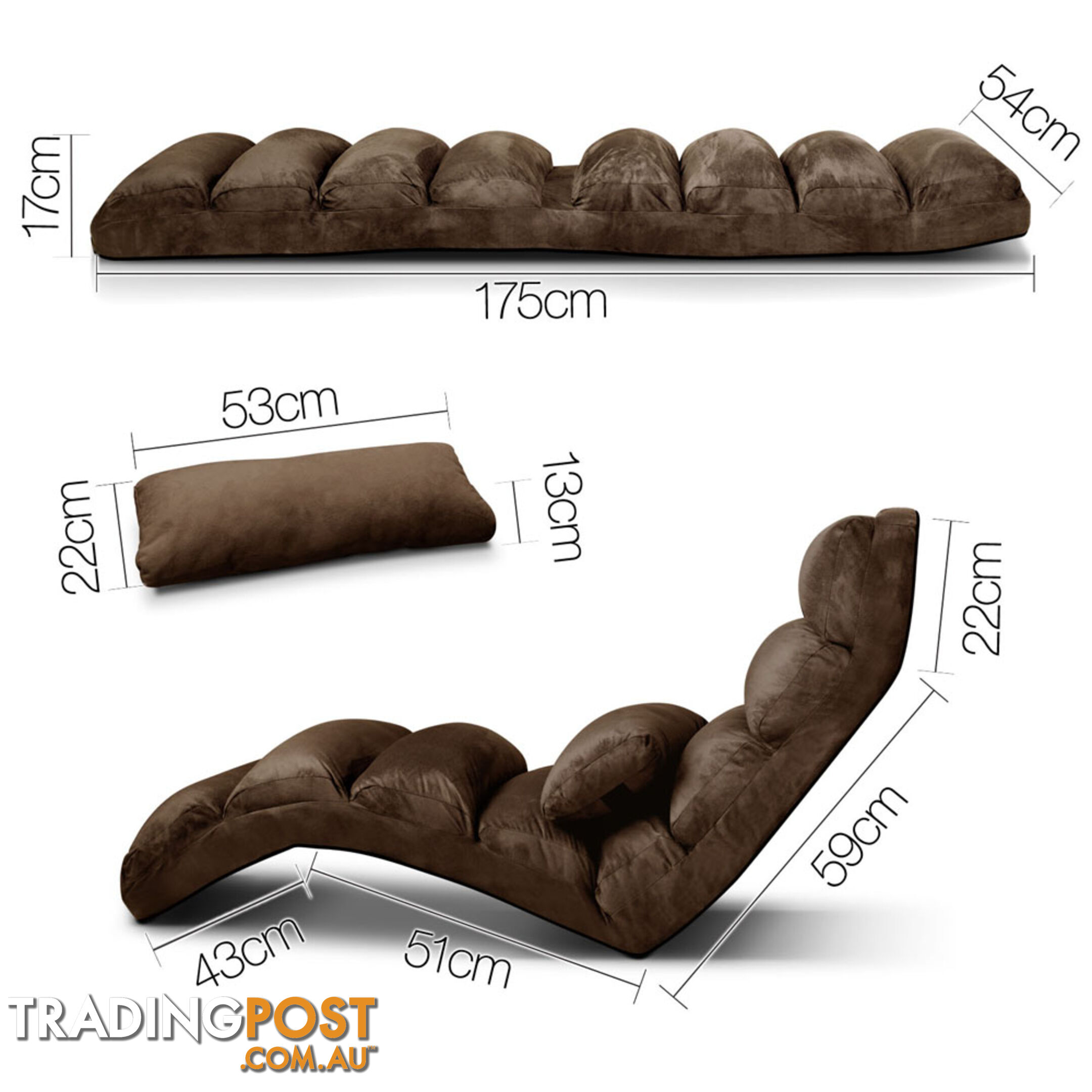 Lounge Sofa Chair - 75 Adjustable Angles _ Brown