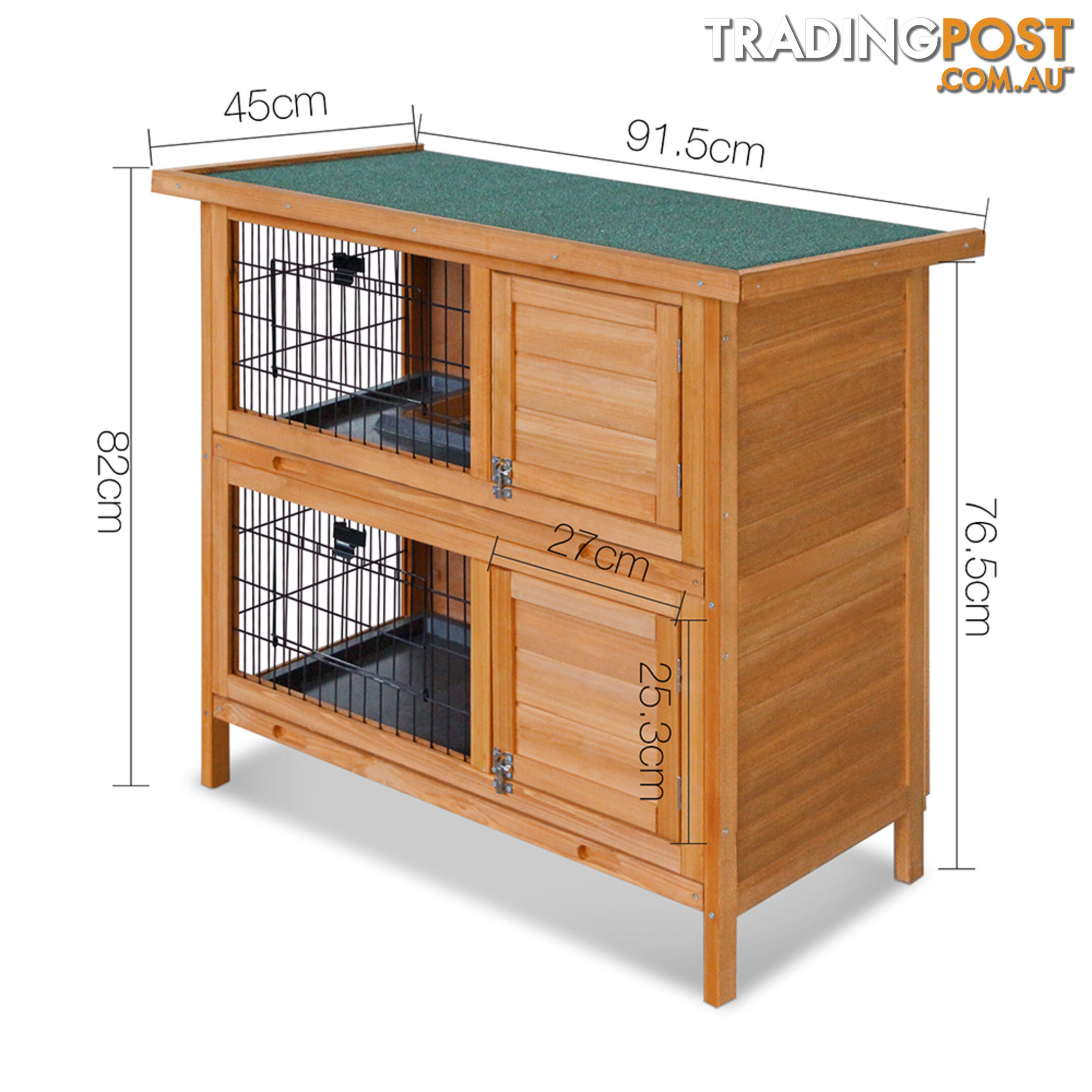 Double Storey Rabbit Hutch with Foldable Ramp