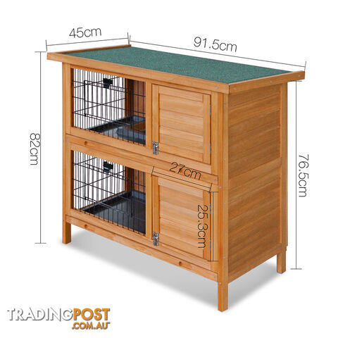 Double Storey Rabbit Hutch with Foldable Ramp