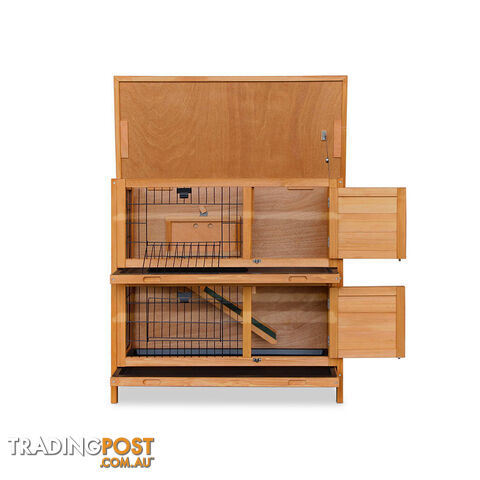 Double Storey Rabbit Hutch with Foldable Ramp