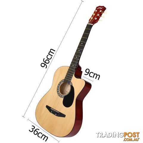 Acoustic Cutaway Guitar Natural w/ Steel String Stand Strap - photo 2 of 9