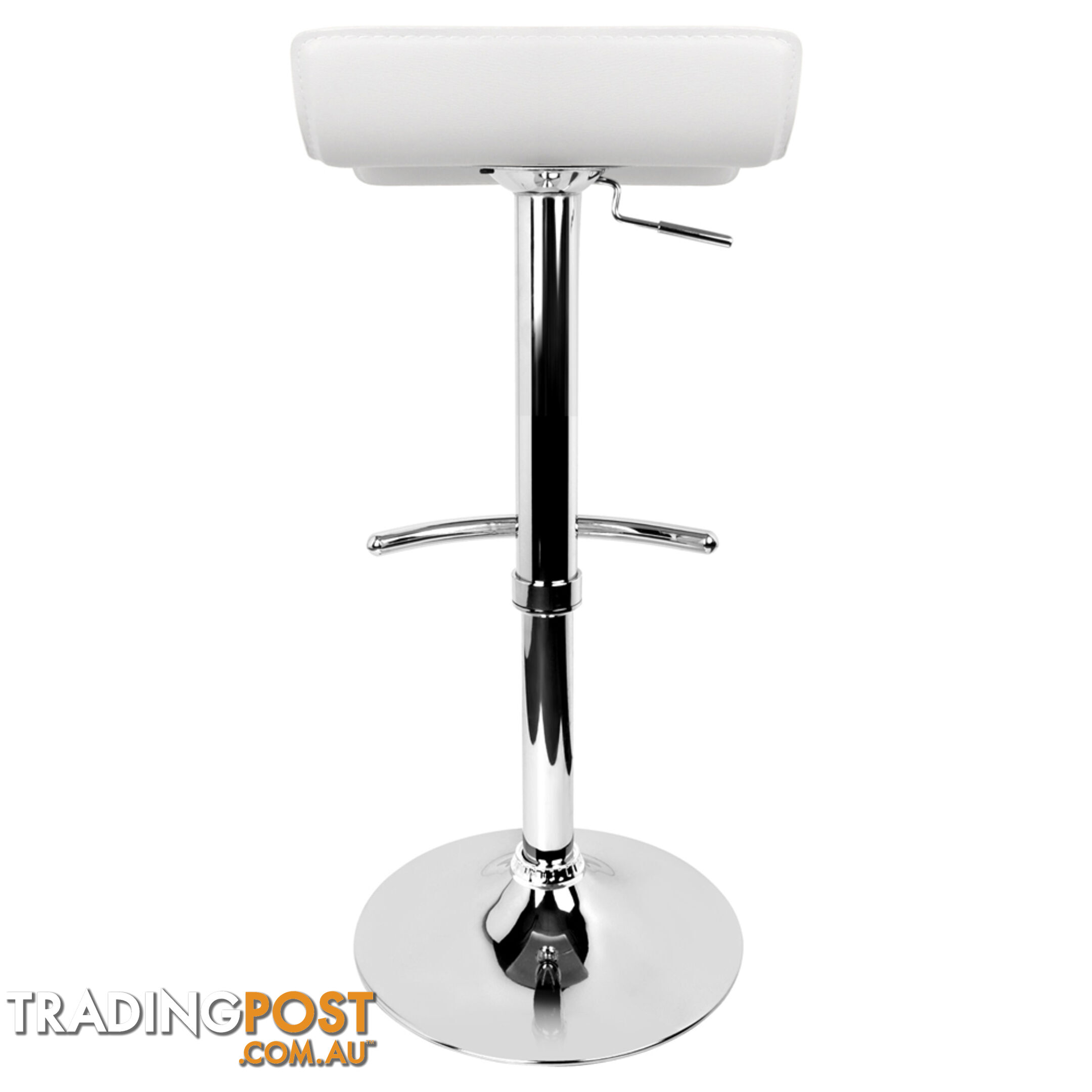 Set of 2 PVC Leather Kitchen Bar Stool White