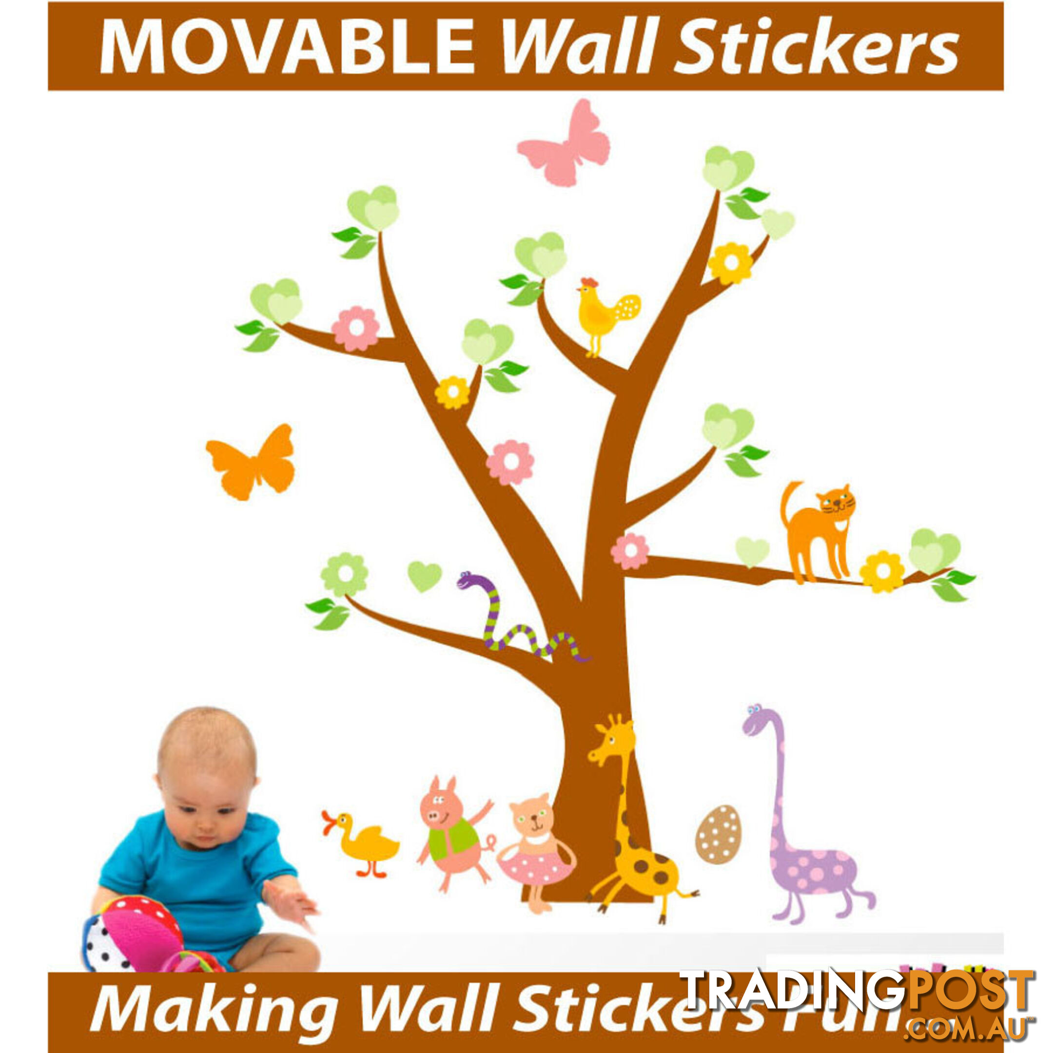 Tree with Cute Animals Wall Stickers - Totally Movable