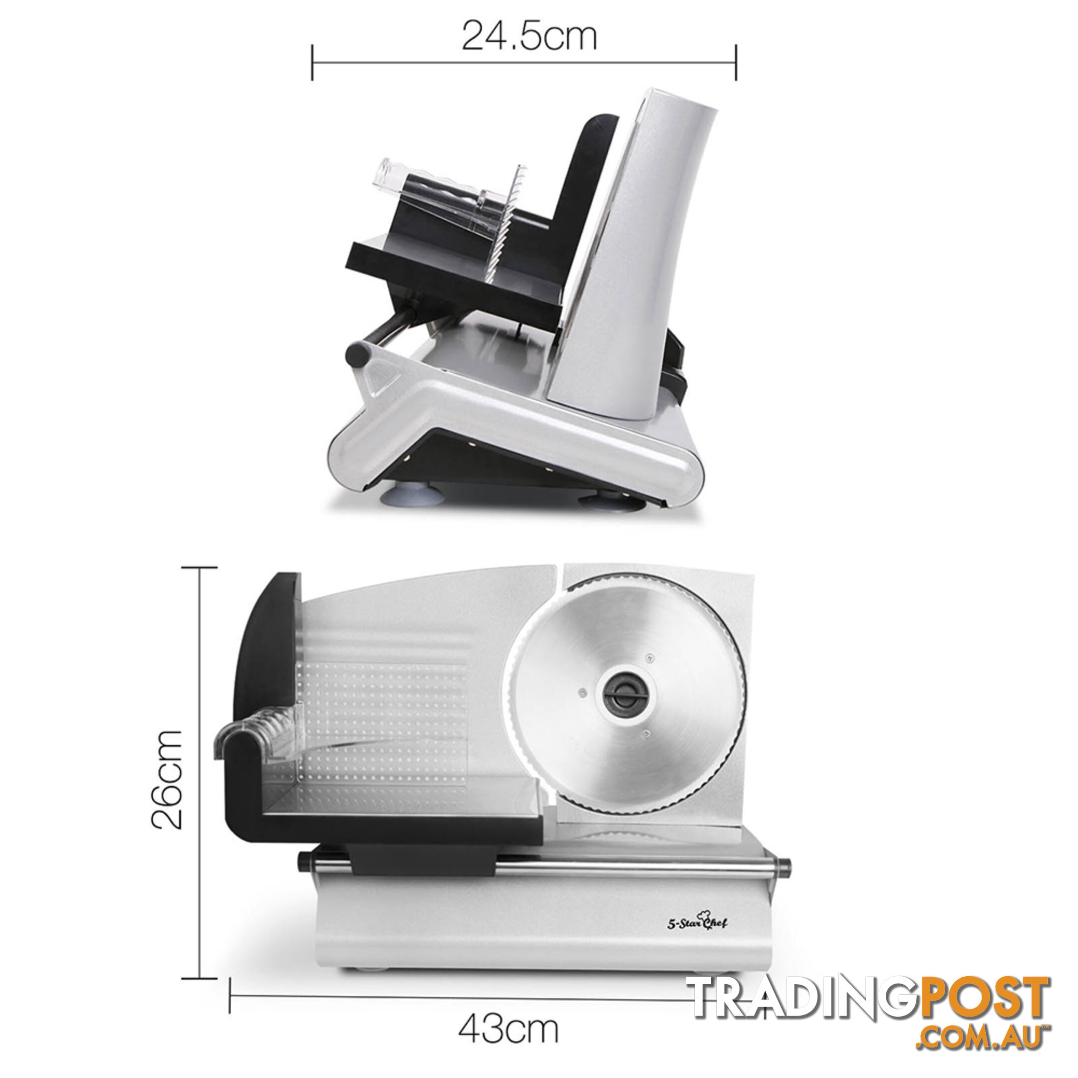 150W  Meat Slicer with Stainless Steel Blade - Silver