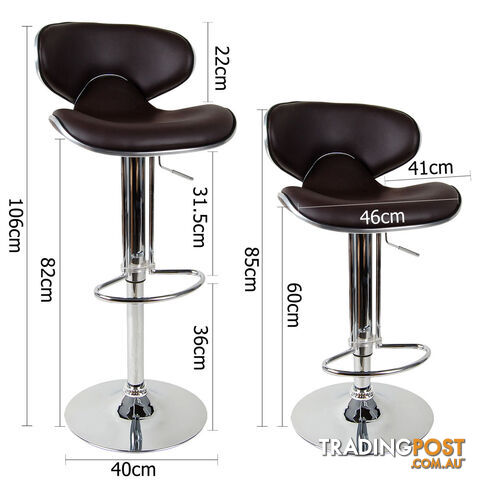 Set of 2 PU Leather Kitchen Bar Stool Chocolate - photo 2 of 9