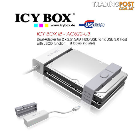 ICY BOX (IB-AC622-U3)Dual-Adapter 2.5" SATA HDD/SSD USB 3.0 Host JBOD Function