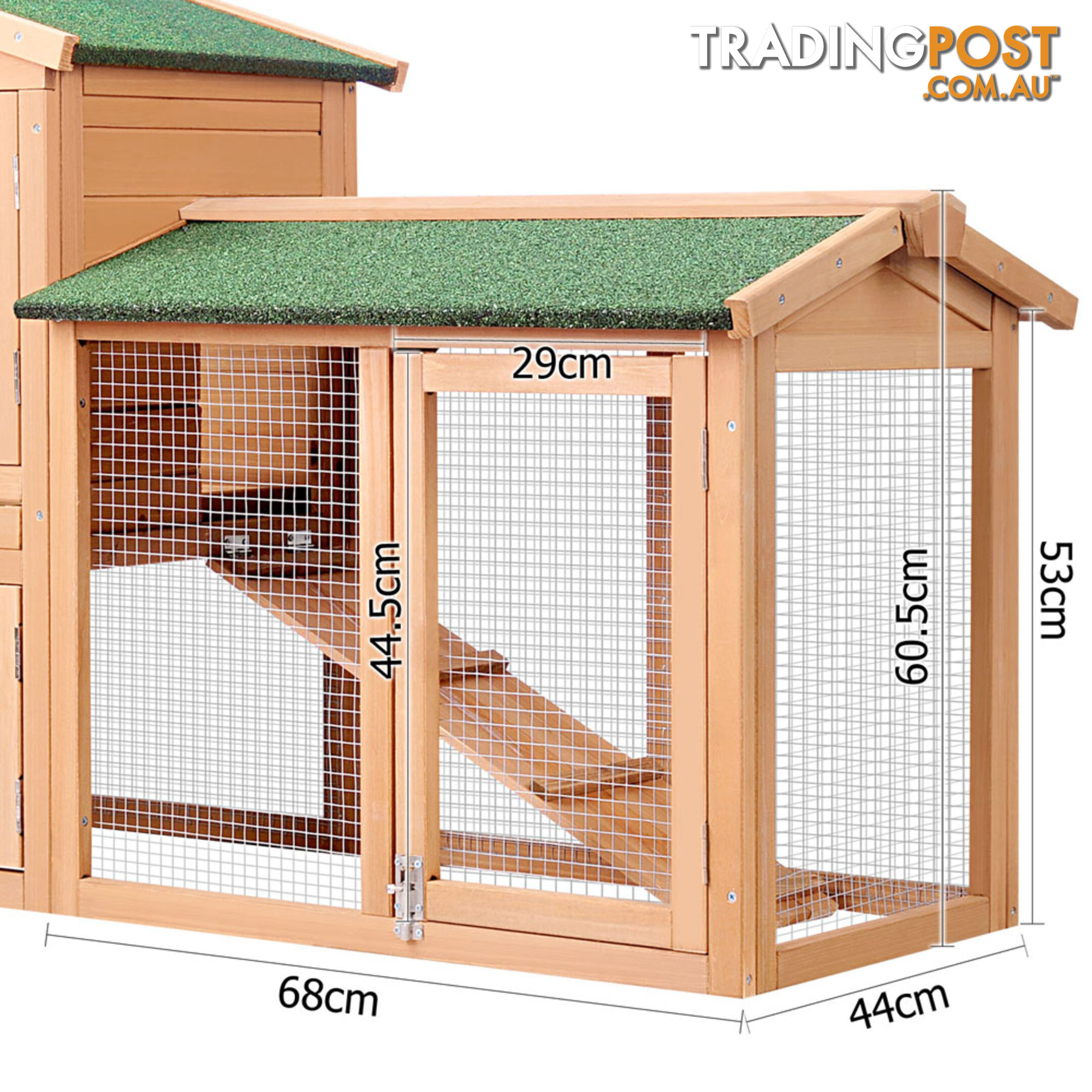 Rabbit Hutch Chicken Coop Cage Guinea Pig Ferret House w/ 2 Storeys Run