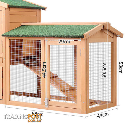 Rabbit Hutch Chicken Coop Cage Guinea Pig Ferret House w/ 2 Storeys Run