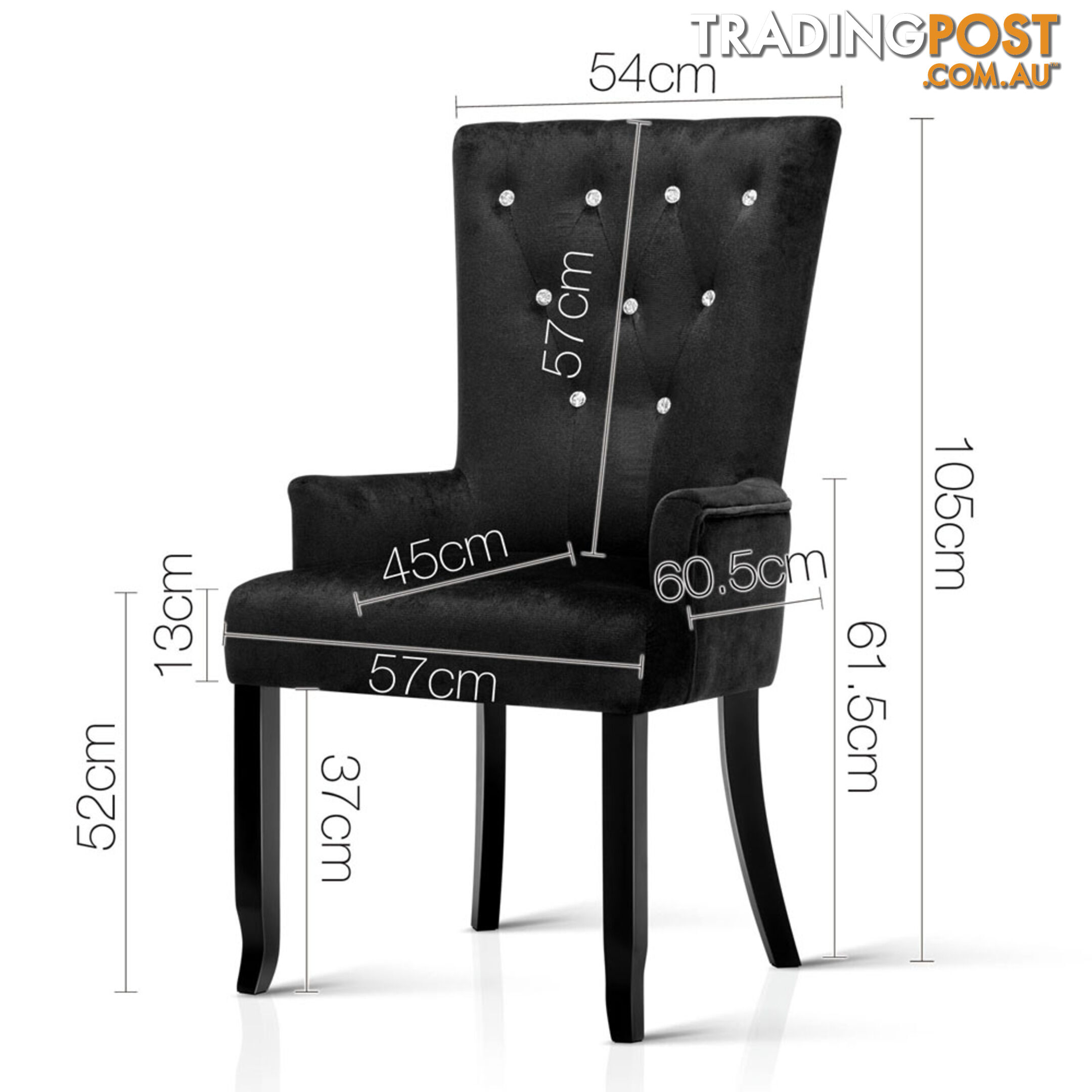 French Provincial Dining Chair - Black