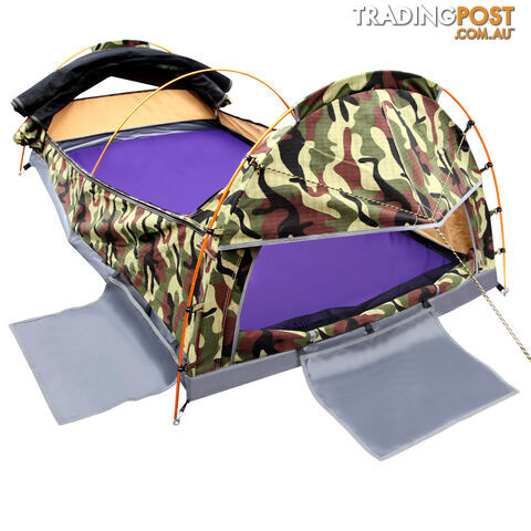 Double Camping Canvas Swag Tent Green Camouflage w/ Bag