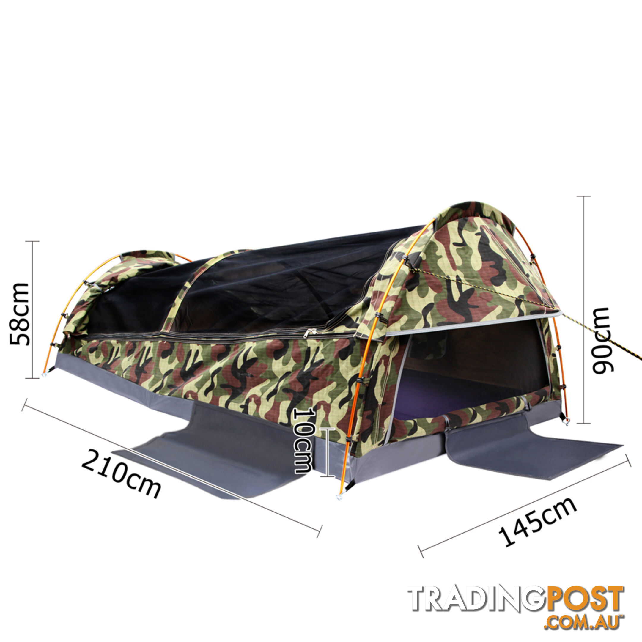 Double Camping Canvas Swag Tent Green Camouflage w/ Bag