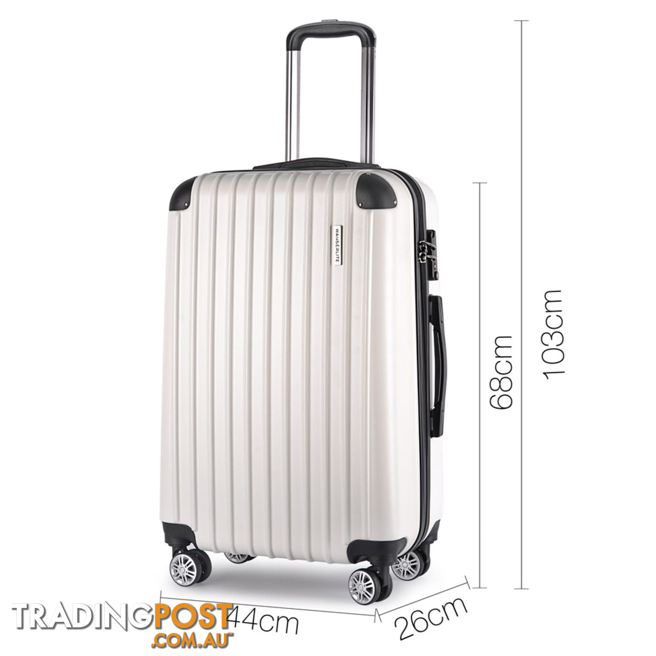 Set of 3 Hard Shell Travel Luggage with TSA Lock - White